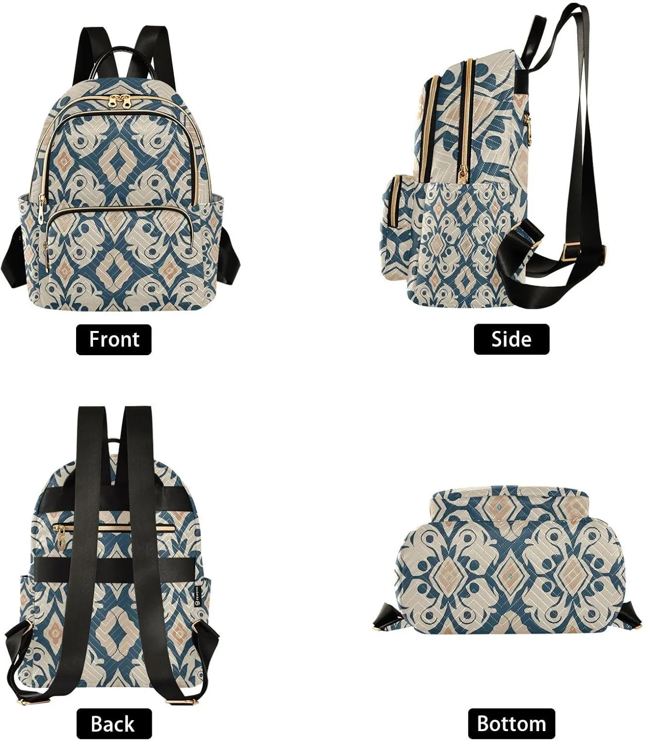 Geometric Folklore Mini Backpack Purse, Waterproof Mini Backpack for Women 8.5 L