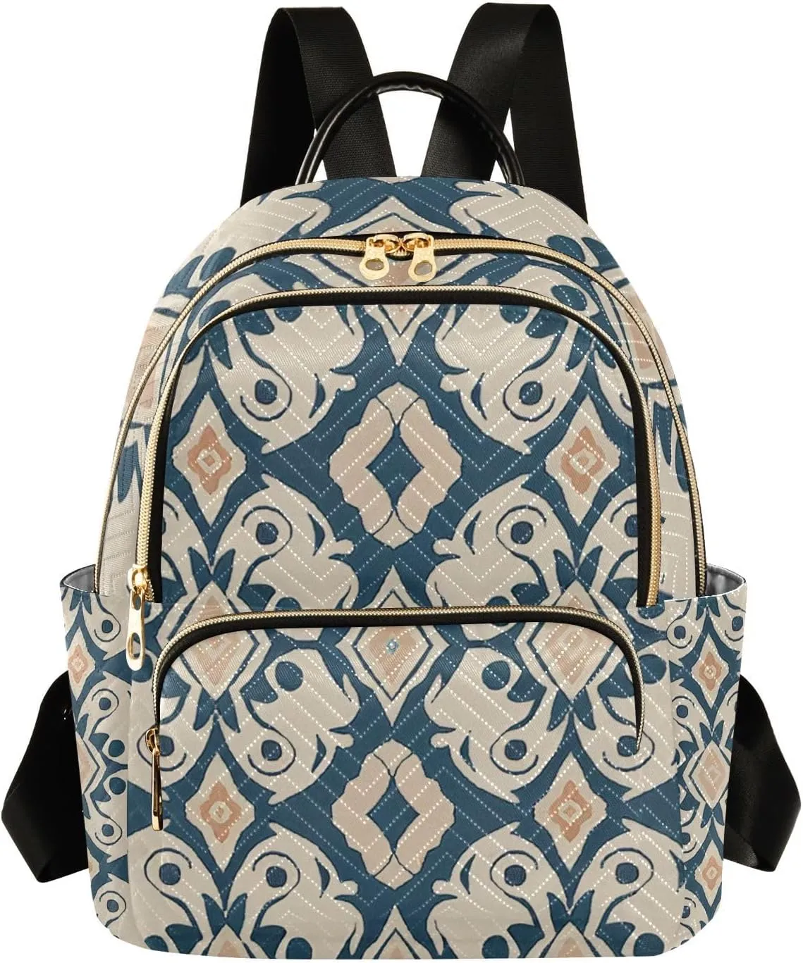 Geometric Folklore Mini Backpack Purse, Waterproof Mini Backpack for Women 8.5 L