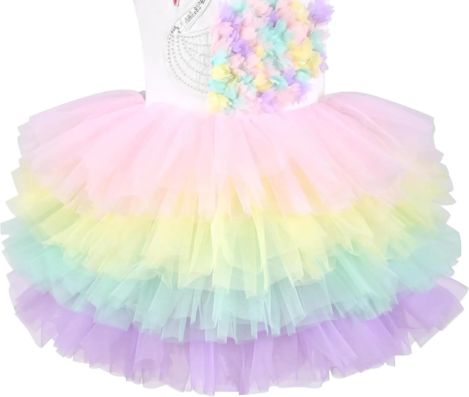 Girls Dress Pink Tutu Unicorn Dancing Tiered Skirt Ballet Birthday Party 3-7