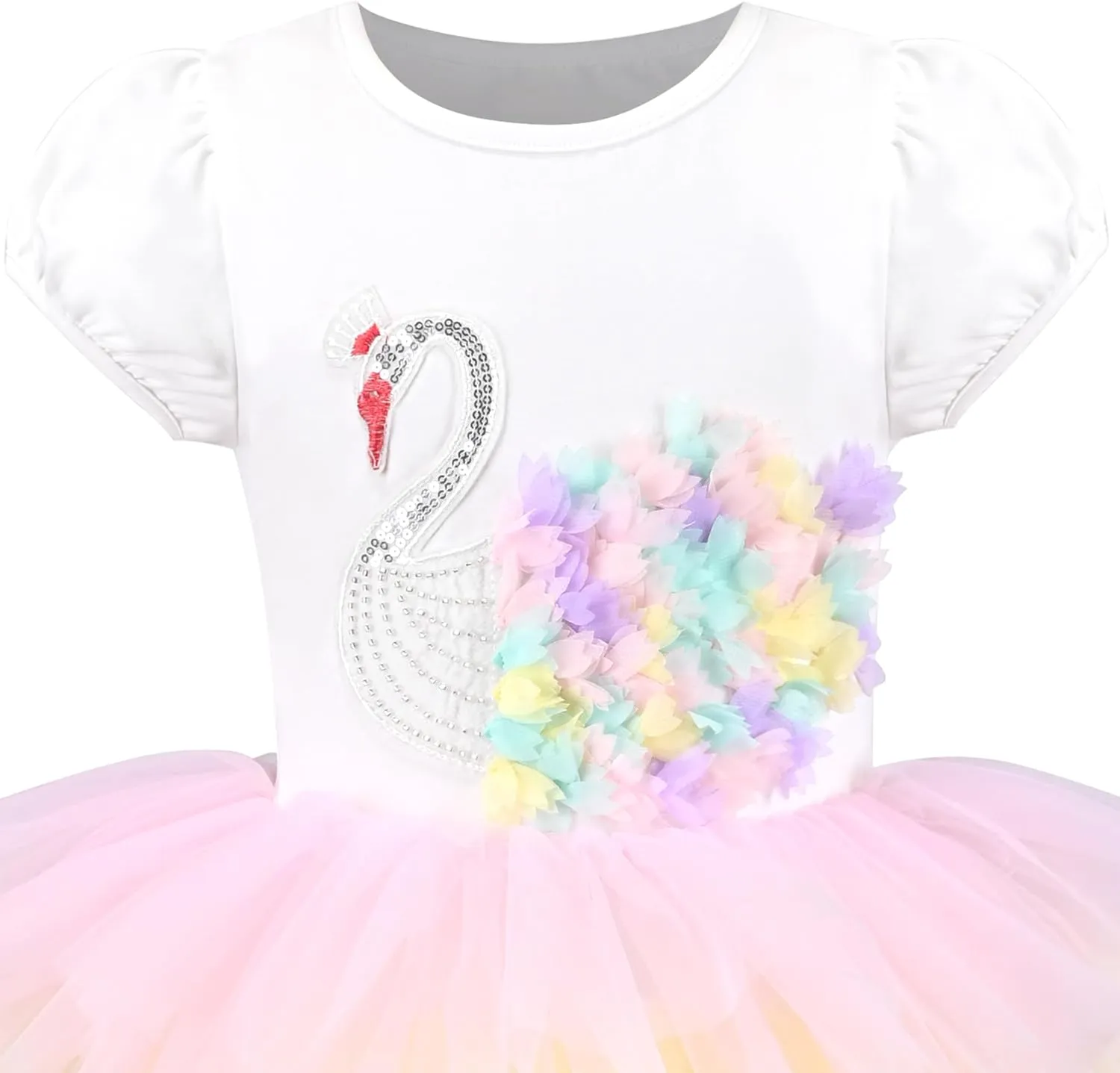 Girls Dress Pink Tutu Unicorn Dancing Tiered Skirt Ballet Birthday Party 3-7