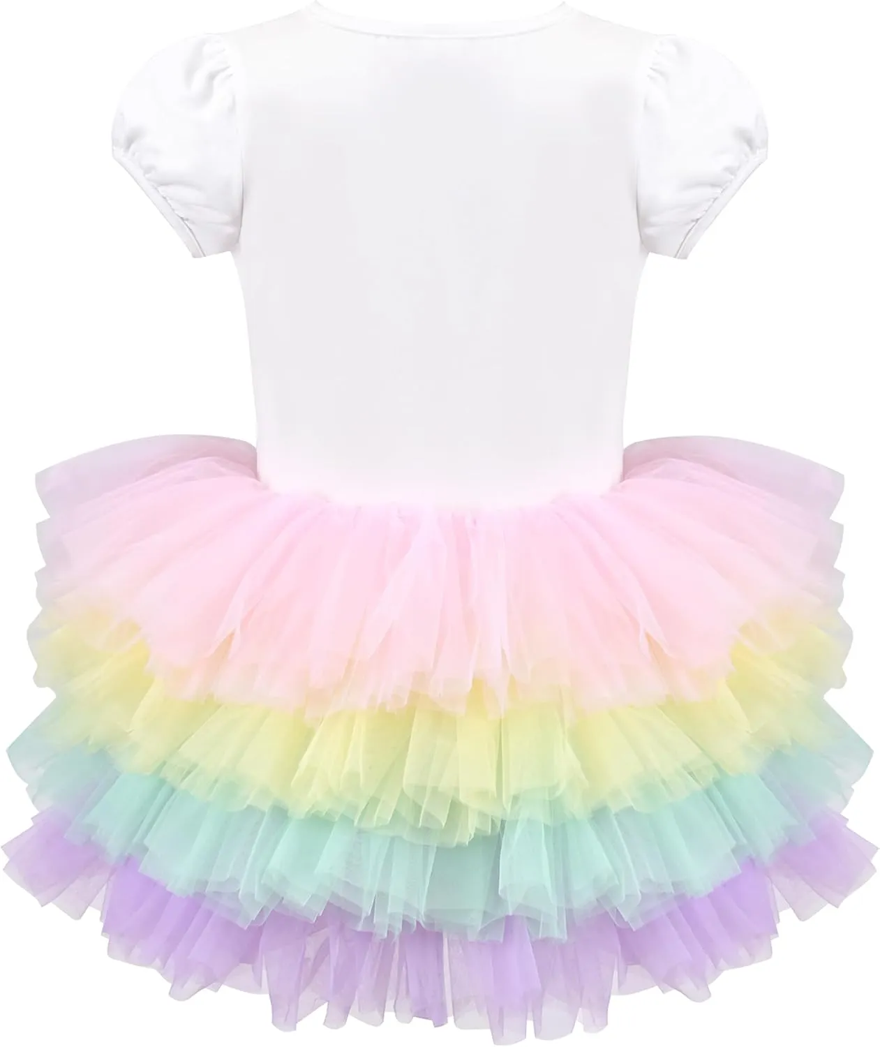 Girls Dress Pink Tutu Unicorn Dancing Tiered Skirt Ballet Birthday Party 3-7