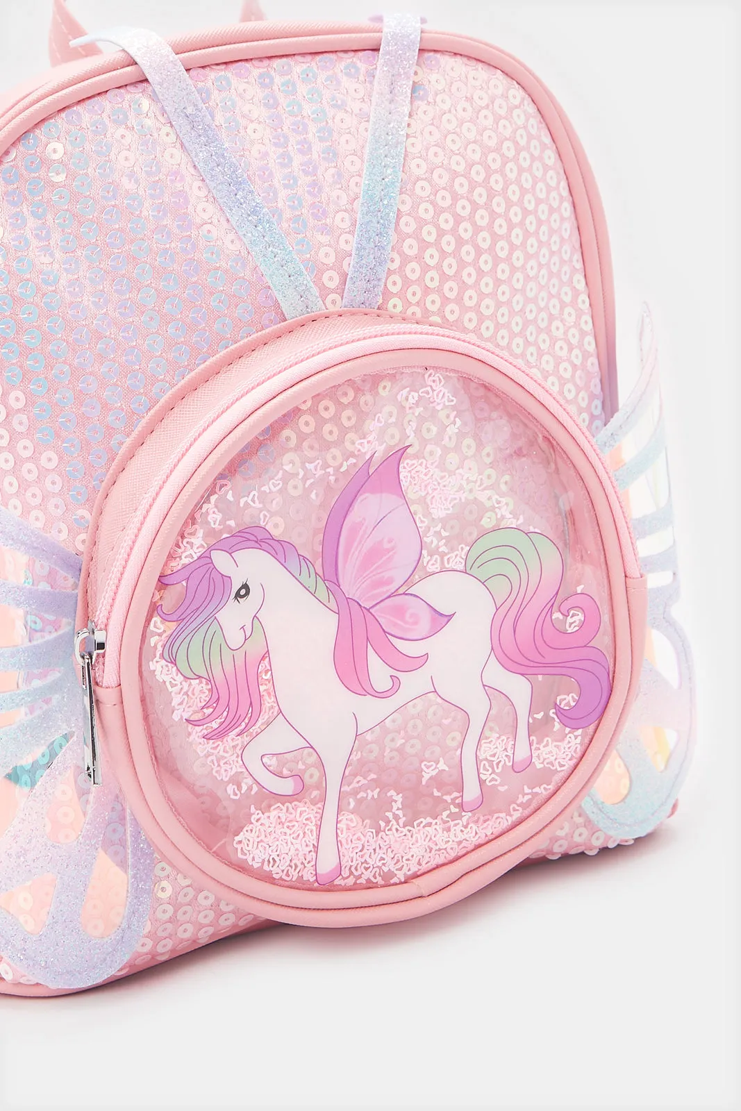 Girls Pink Embellished Backpack