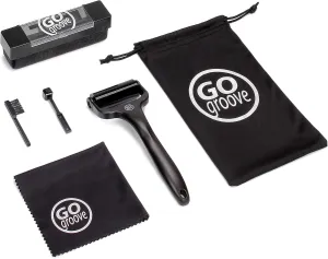 GOgroove 6-in-1 Vinyl Record Cleaner Kit - Velvet Record Brush for Turntable Player, Silicone Roller, Stylus Brush Cleaner, Repair Whisk, Microfiber Cleaning Cloth and Drawstring Travel Pouch