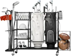 Golf Storage Garage Organizer, Golf Bag Storage Stand and Other Golfing Equipment Rack, Extra Storage Rack for Golf Clubs
