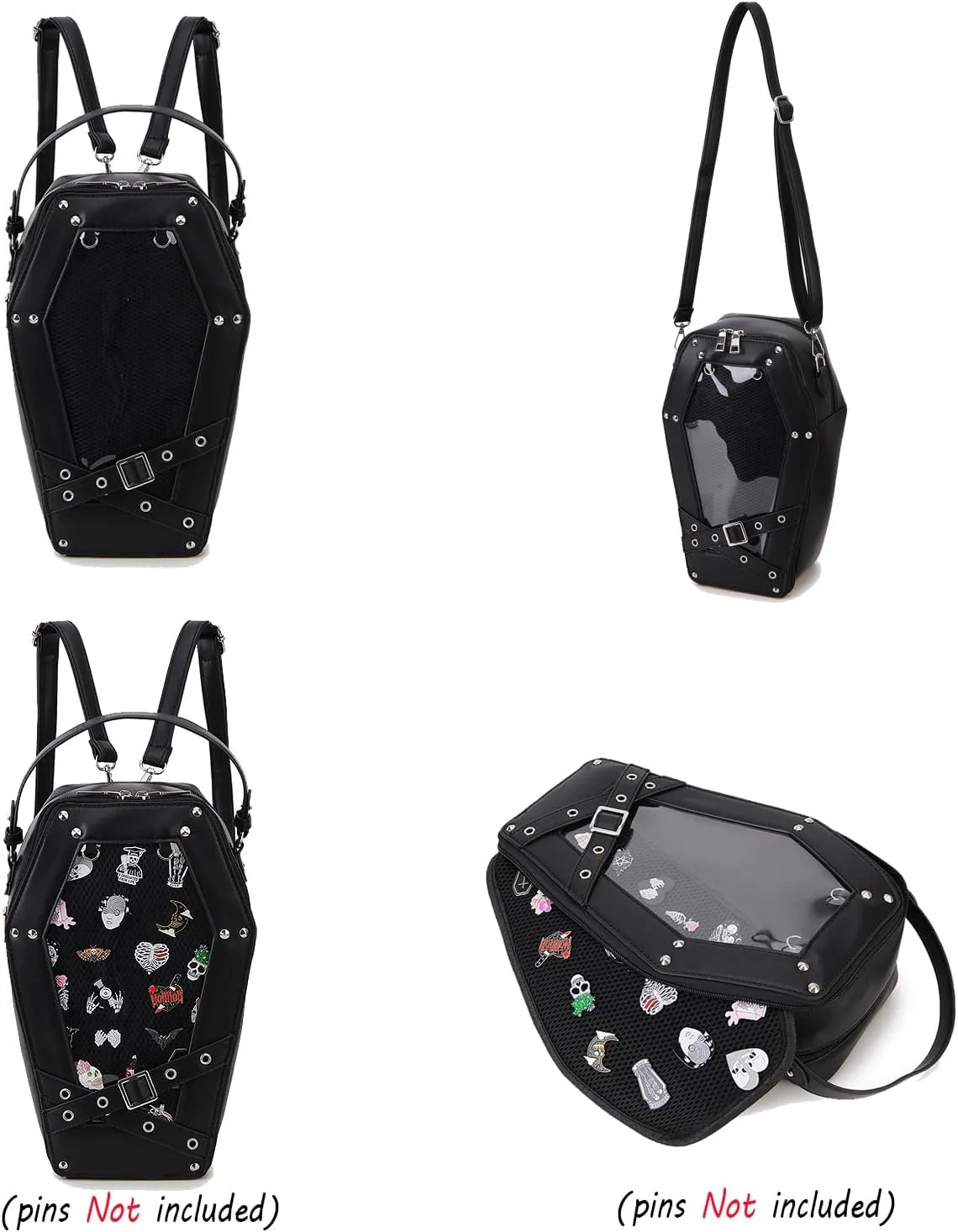 Gothic Coffin Shape Fashion Purses and Handbags for Women Halloween Shoulder Bag Backpack
