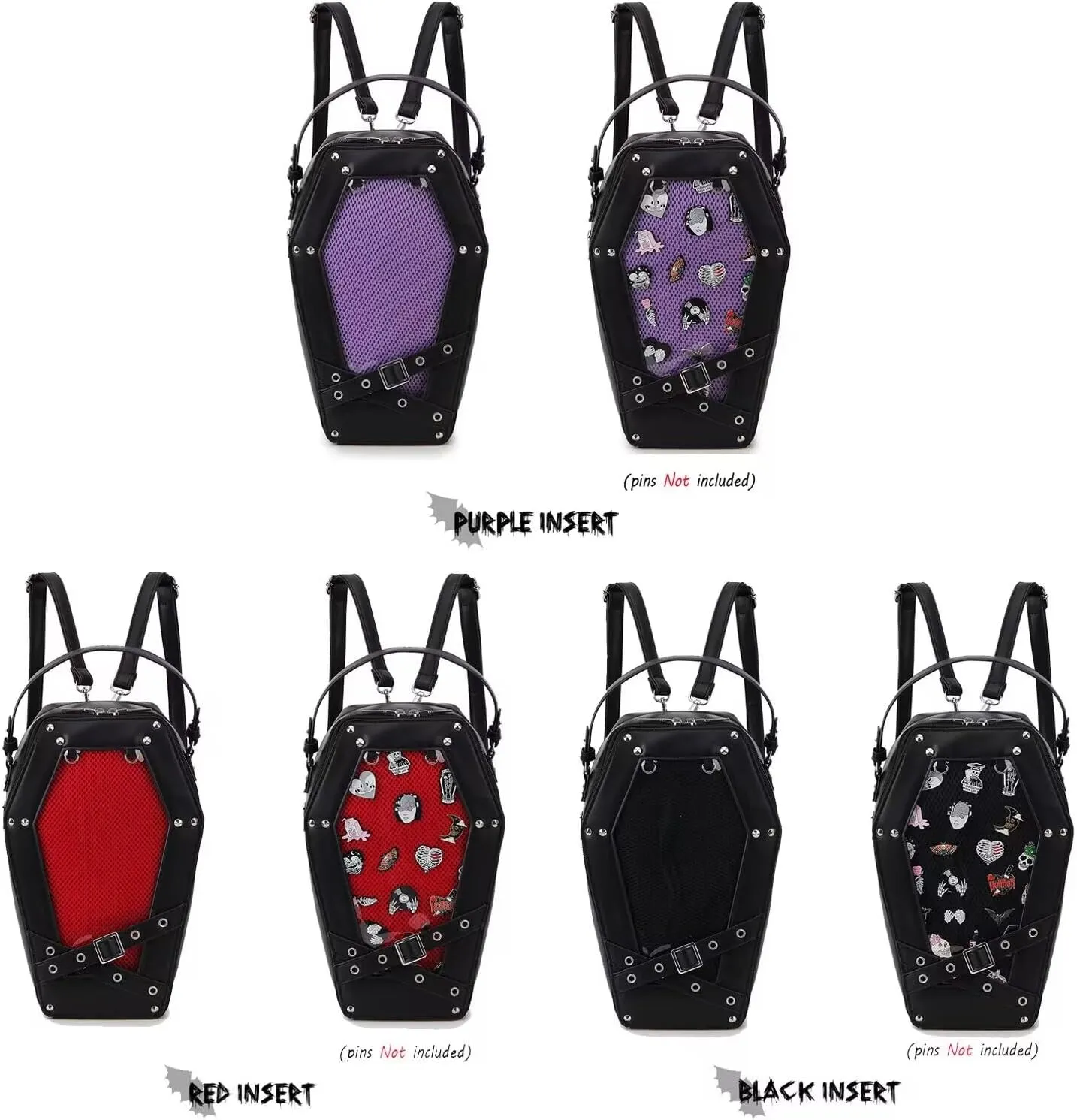 Gothic Coffin Shape Fashion Purses and Handbags for Women Halloween Shoulder Bag Backpack