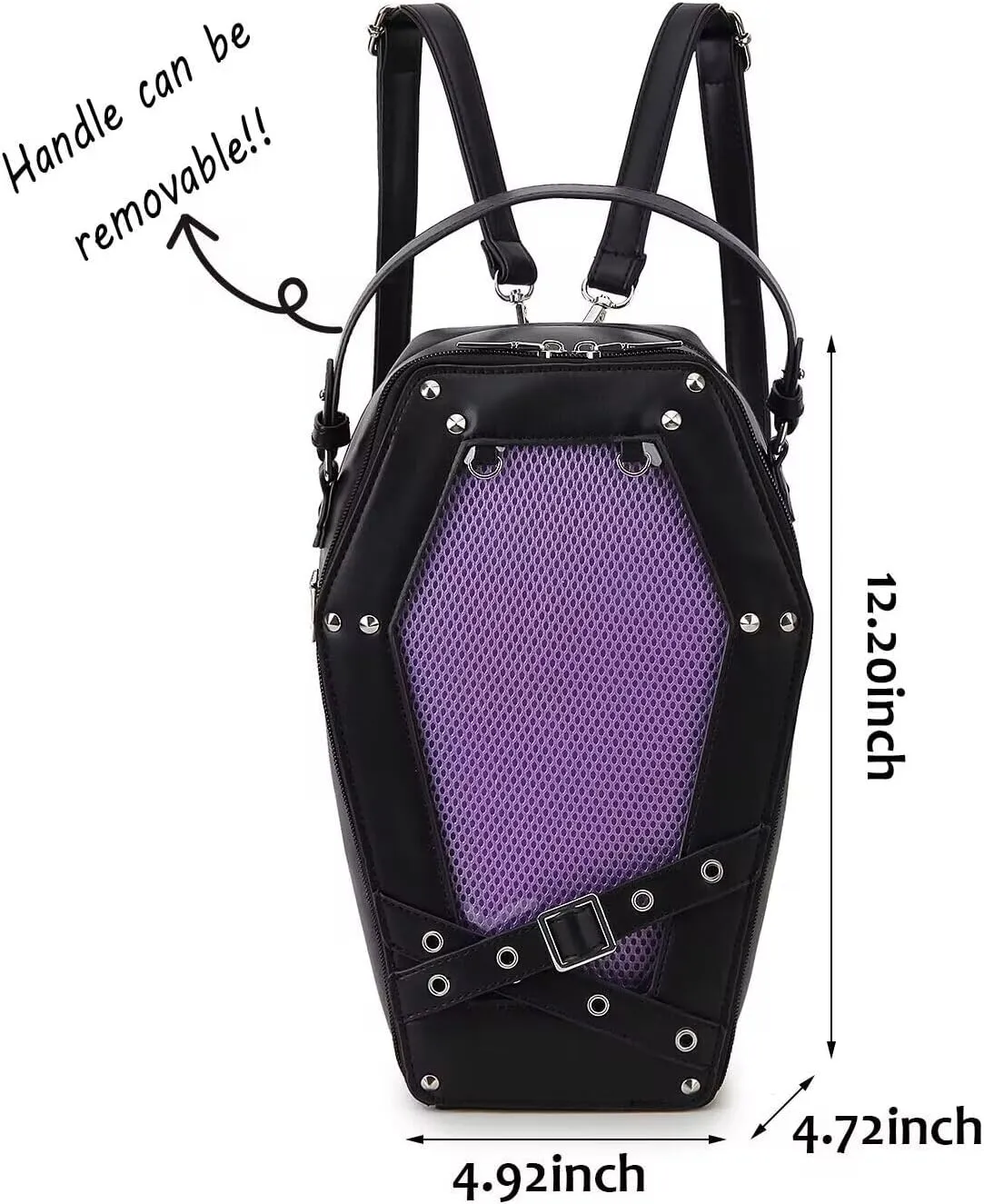 Gothic Coffin Shape Fashion Purses and Handbags for Women Halloween Shoulder Bag Backpack