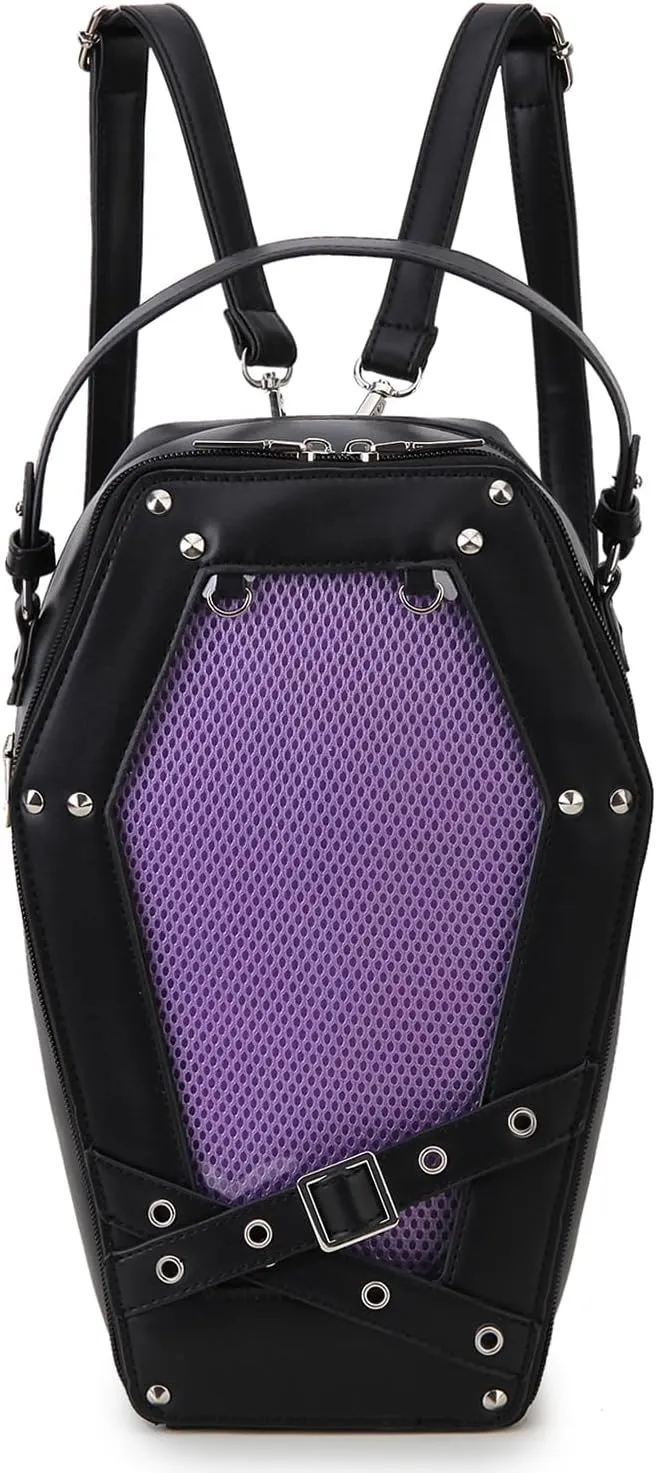 Gothic Coffin Shape Fashion Purses and Handbags for Women Halloween Shoulder Bag Backpack