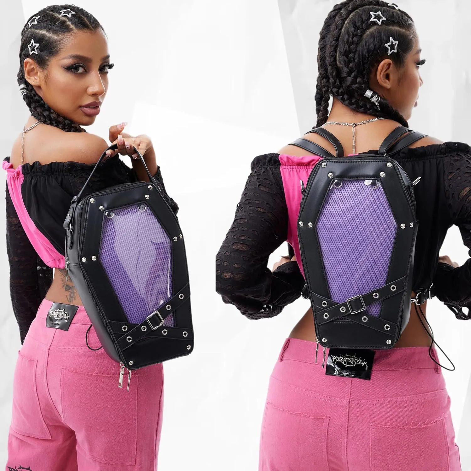 Gothic Coffin Shape Fashion Purses and Handbags for Women Halloween Shoulder Bag Backpack
