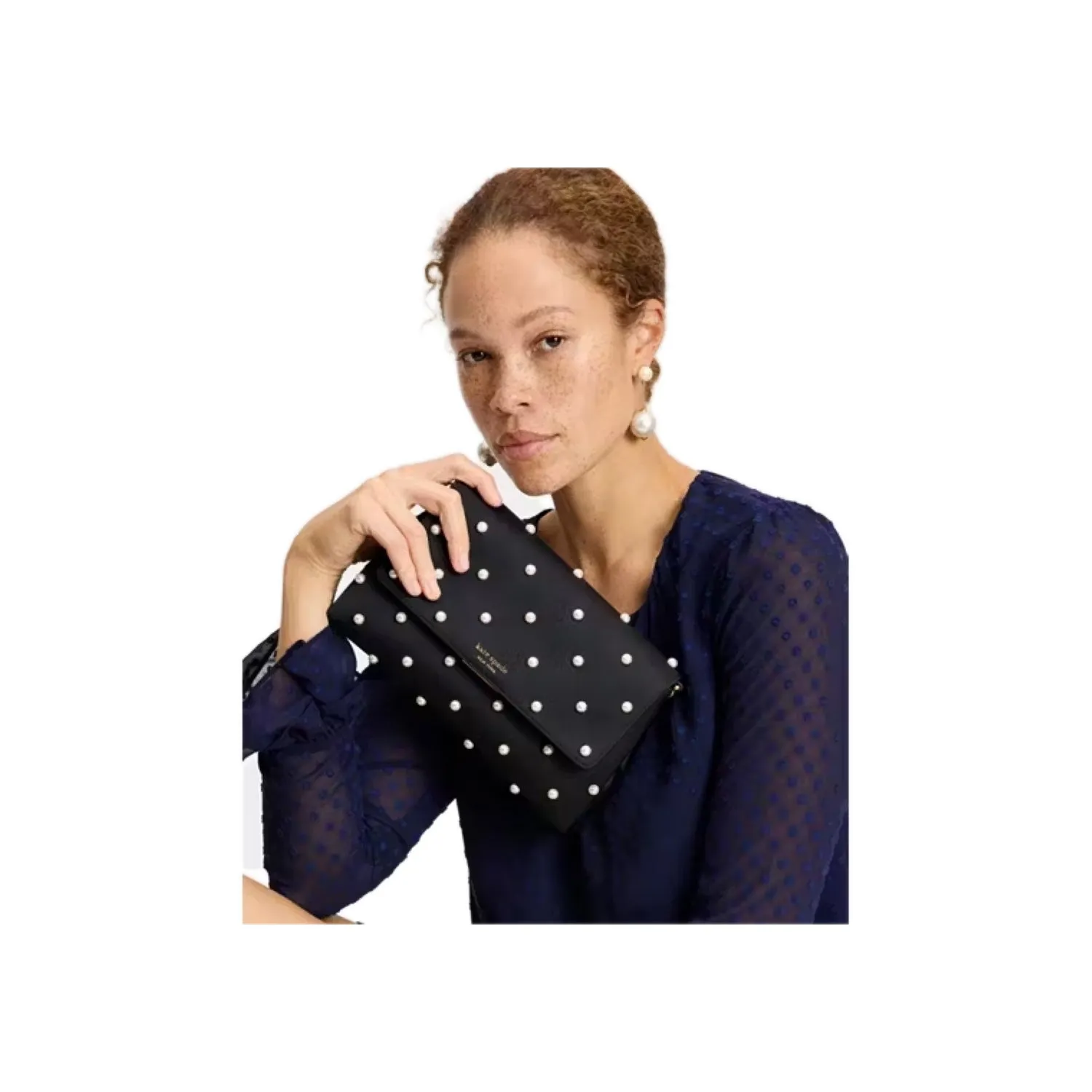 Grace Pearl Embellished Satin Clutch