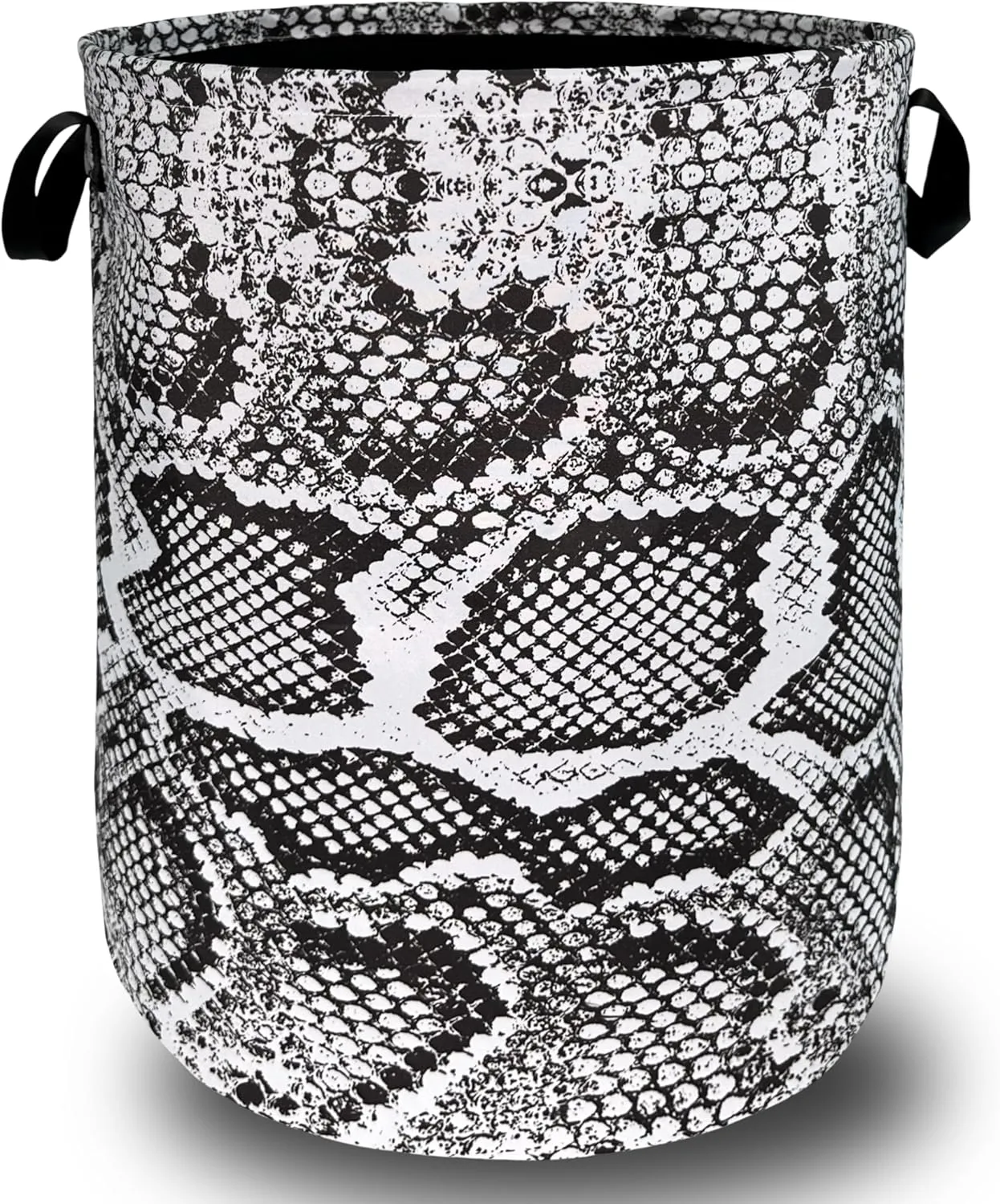 Grey White Snake Texture Laundry Hamper Snake Colorful Laundry Basket With Handles Foldable Oxford Cloth Tote Bag Clothes Toy Storage Bucket 18.9x16.5 Inch For Bathroom/Laundry/Bedroom