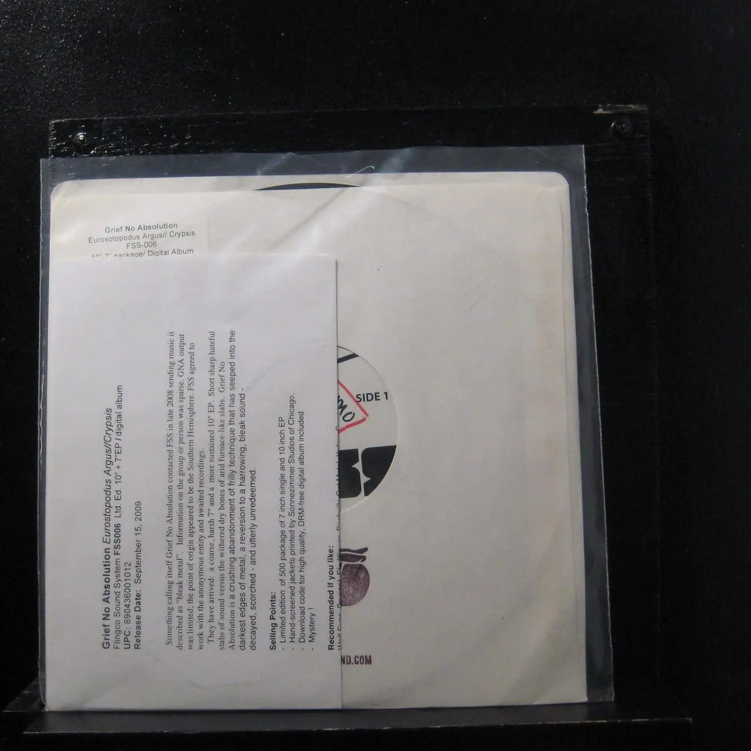 Grief No Absolution - Eurostopodus Argus//Crypsis - Lp Vinyl Record