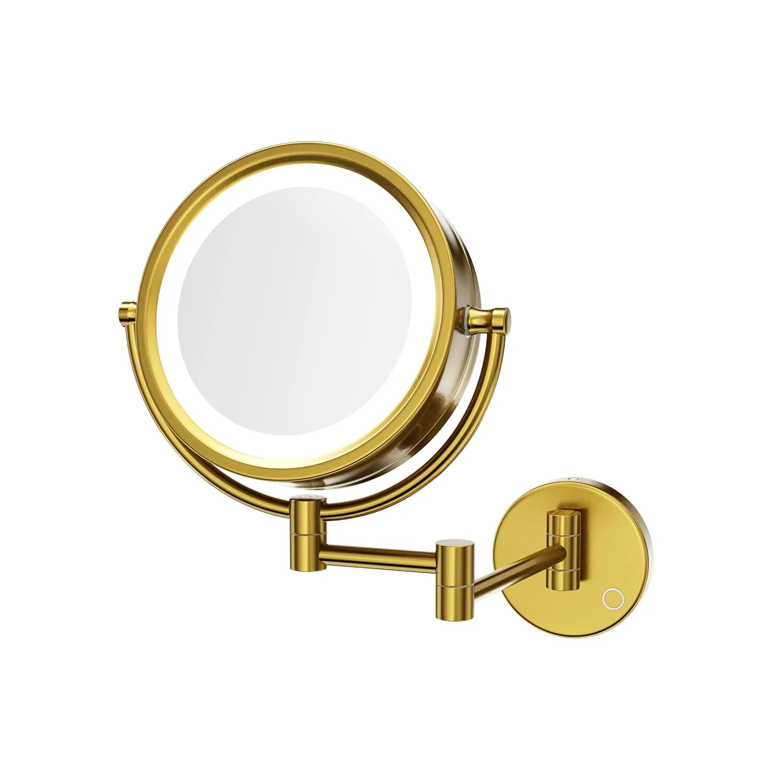 GURUN 8.5 Inch Magnifying Makeup Mirror with 3 Tones Dimmable LED Lights Double Sided Touch Control Wall Mounted Vanity Mirror for Bathroom with 10X Magnification M1809DGJ-T (Brushed Gold/10X)
