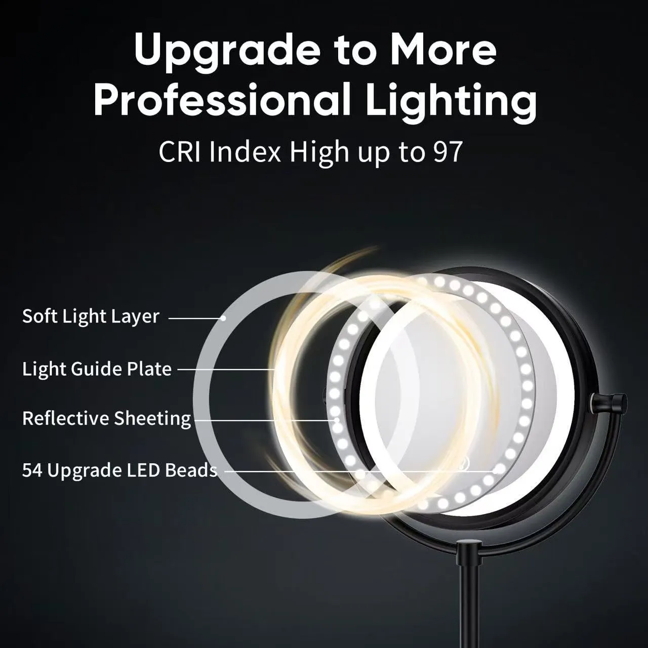 GURUN 8.5 Inch Rechargeable Tabletop LED Lighted Makeup Mirror with 10x Magnification 4500mAh Battery Double Sided Vanity Mirror Oil-Rubbed Bronze M2208DO(8.5in,10x)
