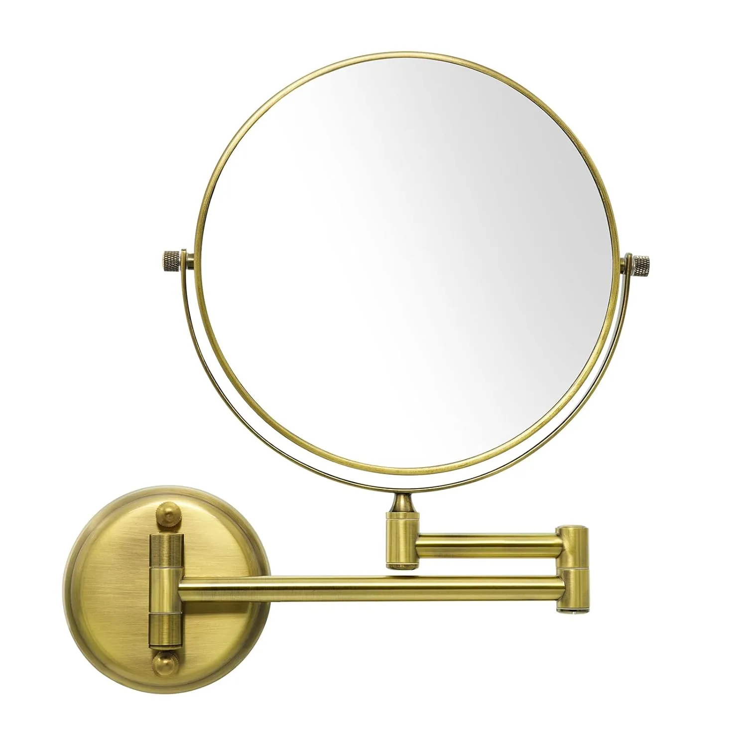 GURUN 8" Wall Mounted Makeup Mirror with 10X Magnification,Two-Sided Swivel Bathroom Mirror,Antique Satin Brass Finish M1306K(8in,10x)
