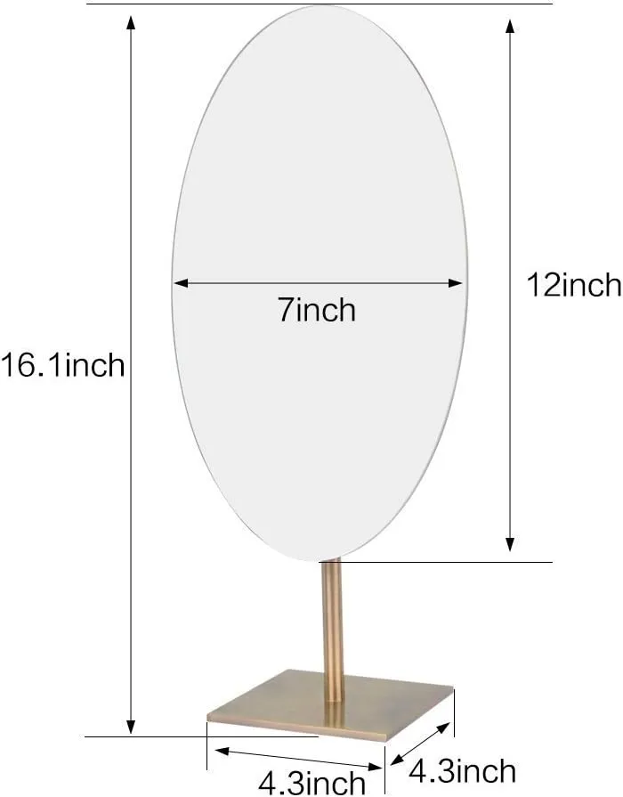 GURUN Large Oval Tabletop Vanity Mirror 7x12 Antique Brass Luxuries Makeup Mirror with Stand for Jeweller's M2017