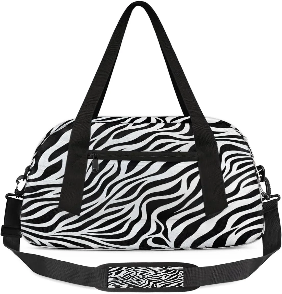 Gym Bag, Zebra Print Duffle Bag for Travel with Zipper Pocket, Waterpoof Foldable Overnight Bag for Women Man