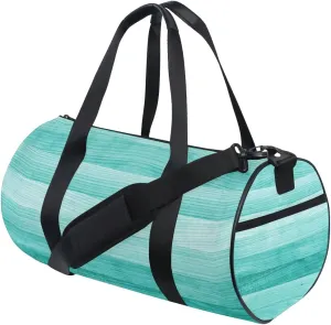 Gym Sports Dance Travel Duffel Bag Teal Turquoise Green Wood Luggage Bag for Weekender Sports Vacation