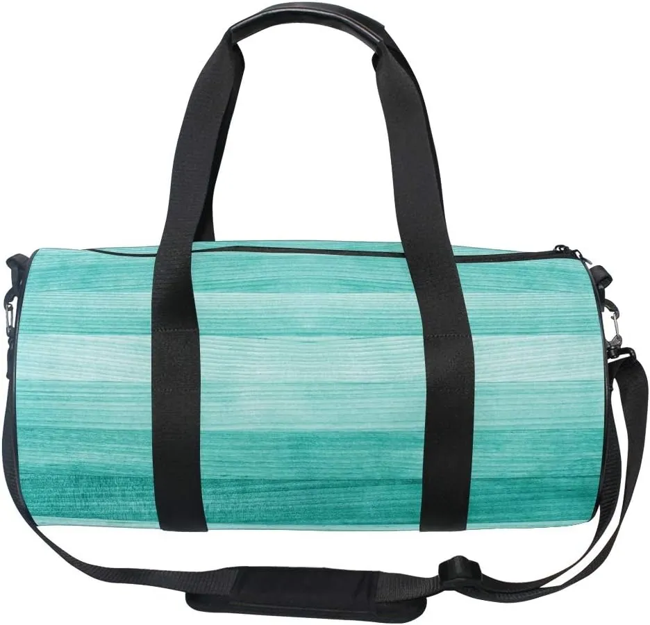 Gym Sports Dance Travel Duffel Bag Teal Turquoise Green Wood Luggage Bag for Weekender Sports Vacation
