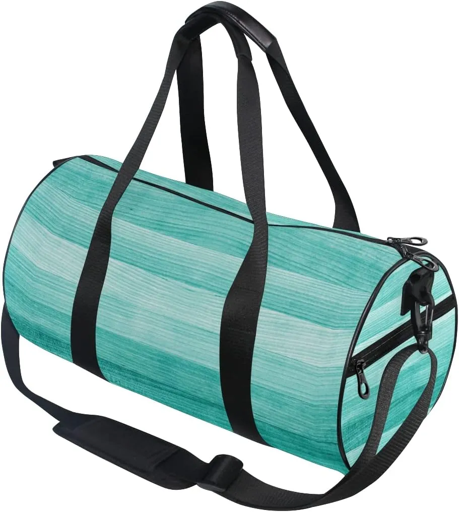 Gym Sports Dance Travel Duffel Bag Teal Turquoise Green Wood Luggage Bag for Weekender Sports Vacation