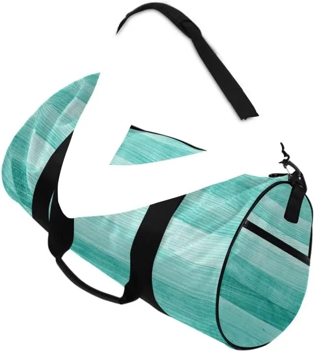 Gym Sports Dance Travel Duffel Bag Teal Turquoise Green Wood Luggage Bag for Weekender Sports Vacation
