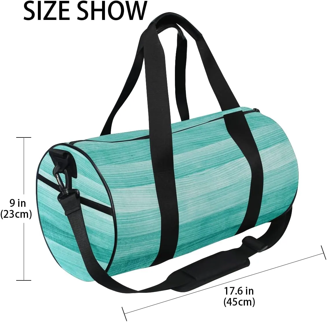 Gym Sports Dance Travel Duffel Bag Teal Turquoise Green Wood Luggage Bag for Weekender Sports Vacation