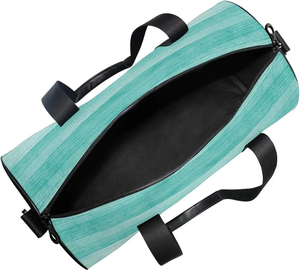 Gym Sports Dance Travel Duffel Bag Teal Turquoise Green Wood Luggage Bag for Weekender Sports Vacation