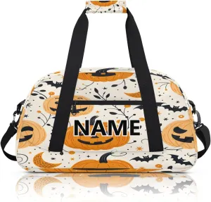 Halloween Mini Gym Bag 18 inch for Women Men Waterproof Custom Halloween Pumpkin Fall Travel Duffel Bag Carry On Overnight Tote Nurse Bag for Work Fitness Hiking