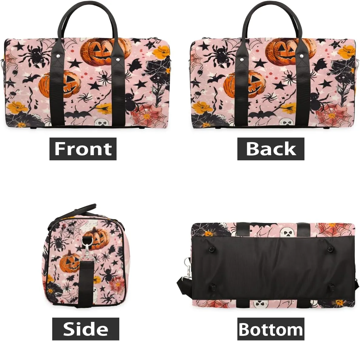 Halloween Theme Travel Duffle Bag for Women Men Gym Duffel Foldable Bag Waterproof Weekender Cool Gothic Duffle Tote