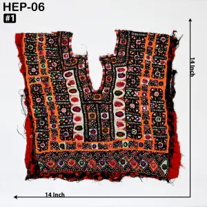 Hand Embroidered New Banjara Neck Yoke, Vintage Kutch Neckline Embellished Indian Tribal Patches for Bags Dress Jacket Boho Cloth Applique