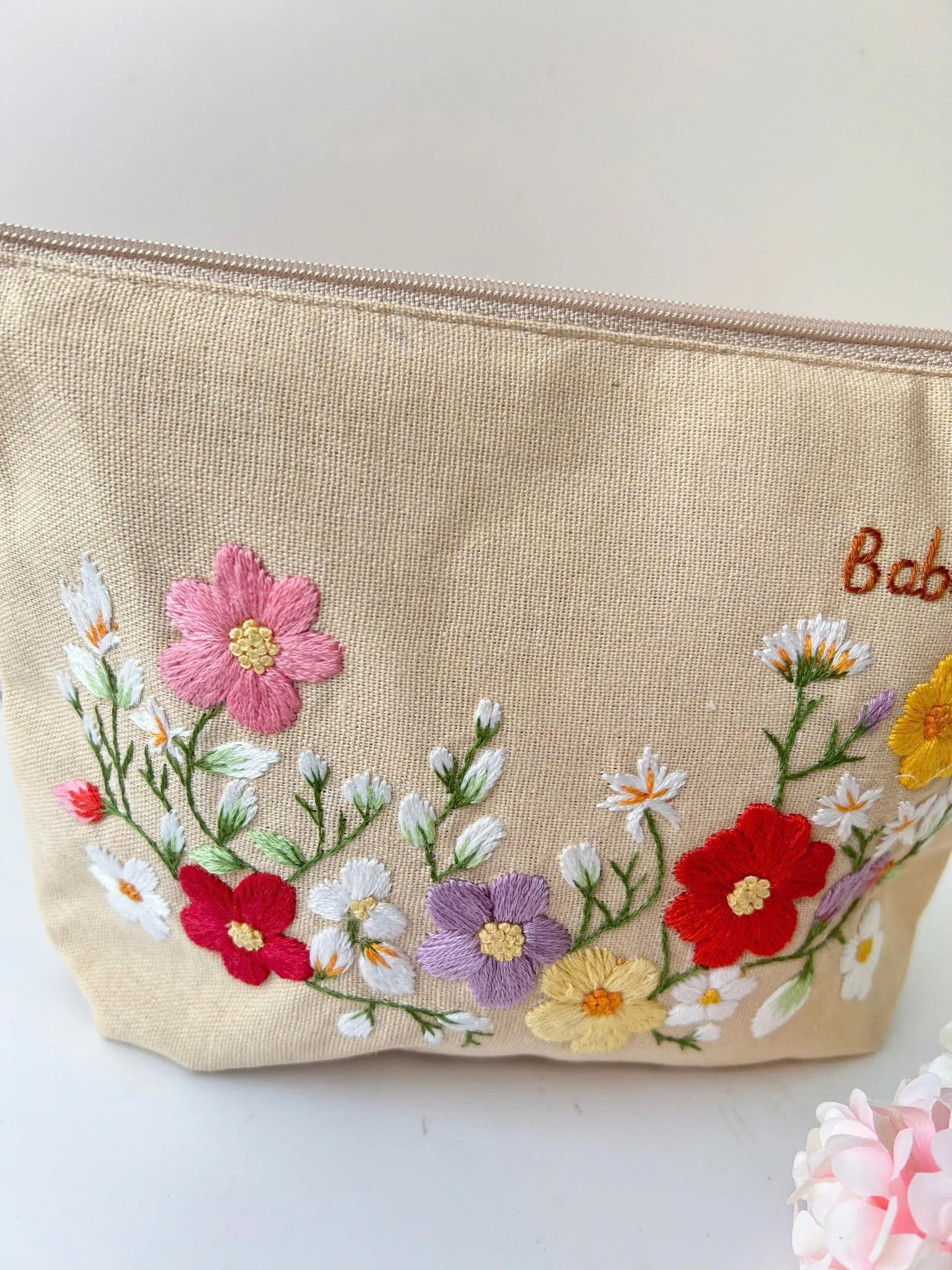 Handmade Floral Embroidered cute makeup bags | Small makeup bag