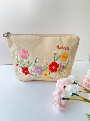 Handmade Floral Embroidered cute makeup bags | Small makeup bag