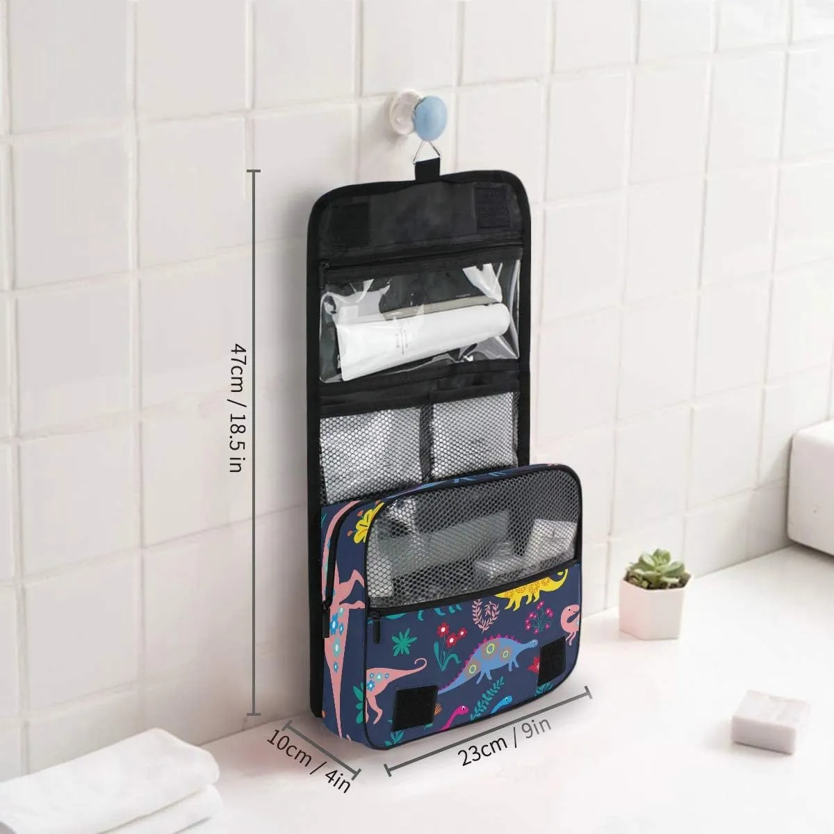 Hanging Toiletry Bag Animal Dinosaur Floral Flower, Makeup Bag Cosmetic Bag Bathroom Travel Organizer Large for Women Girls
