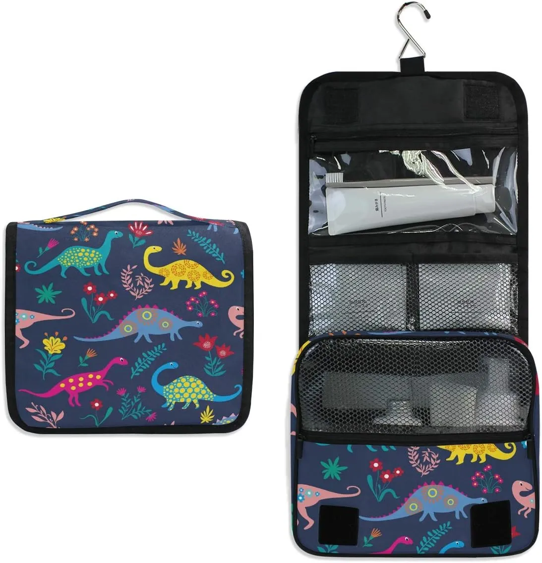 Hanging Toiletry Bag Animal Dinosaur Floral Flower, Makeup Bag Cosmetic Bag Bathroom Travel Organizer Large for Women Girls