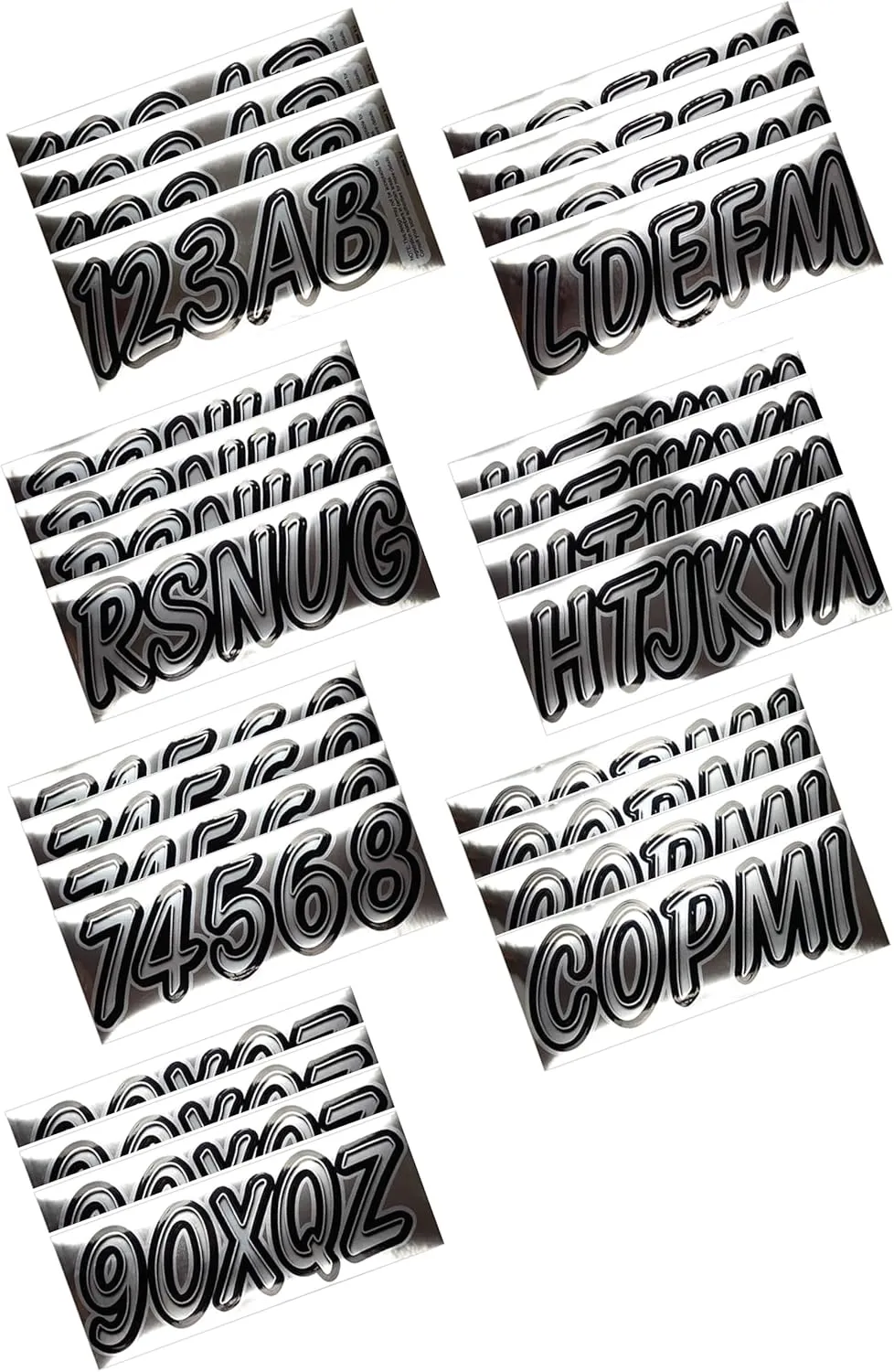 Hardline Products Series 400 Factory Matched 3-Inch Boat & PWC Registration Number Kit, Chrome/Black - CHBKG400