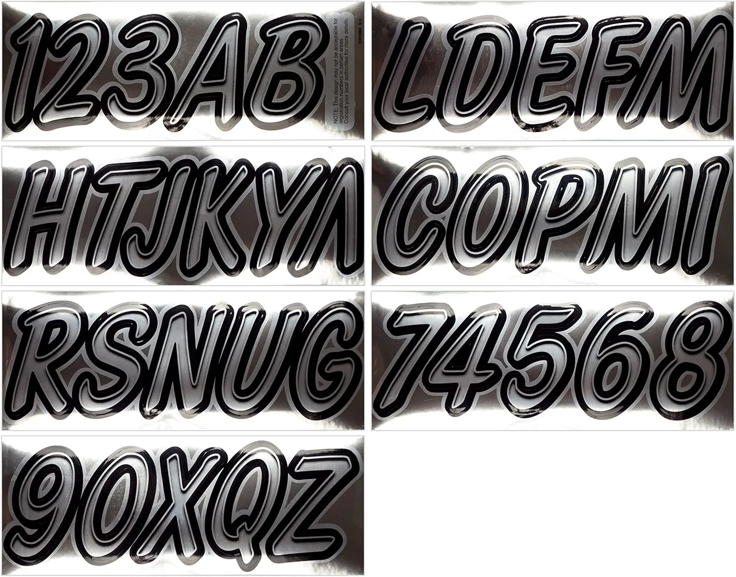 Hardline Products Series 400 Factory Matched 3-Inch Boat & PWC Registration Number Kit, Chrome/Black - CHBKG400