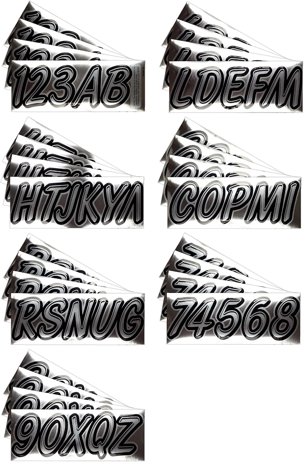 Hardline Products Series 400 Factory Matched 3-Inch Boat & PWC Registration Number Kit, Chrome/Black - CHBKG400