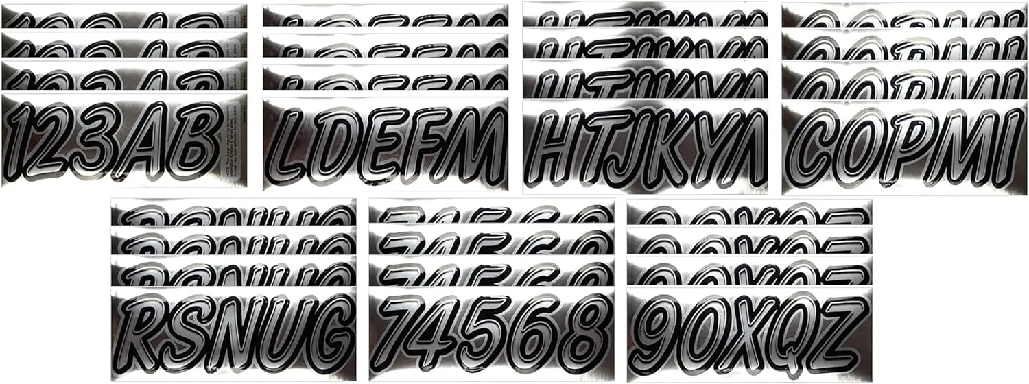 Hardline Products Series 400 Factory Matched 3-Inch Boat & PWC Registration Number Kit, Chrome/Black - CHBKG400