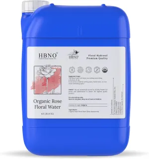 HBNO Organic Rosewater - 8.8 lbs (4kg) - Ideal for Face Mists, Room Sprays, Fragrances, Candles, Makeup Fixers, Face wash, Lotions, and Skin Care Products.