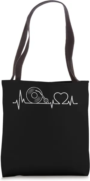Heartbeat Vinyl Phonograph Record Music Dj Tote Bag