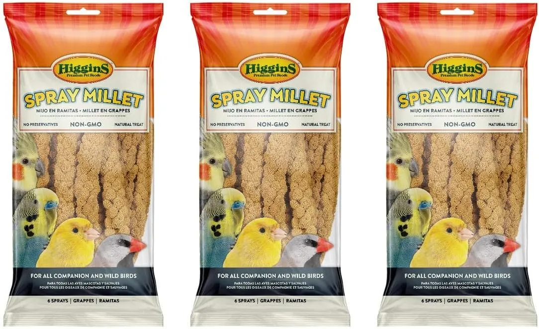 Higgins 18 Count Spray Millet, Natural Treats for All Pet and Wild Birds