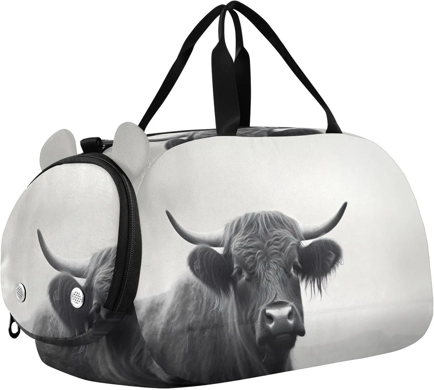 Highland Cow Duffle Bag for Girl, Sports Duffle Gym Bags with Shoe Compartment, Personalized Overnight Bag Travel Weekender for Kids