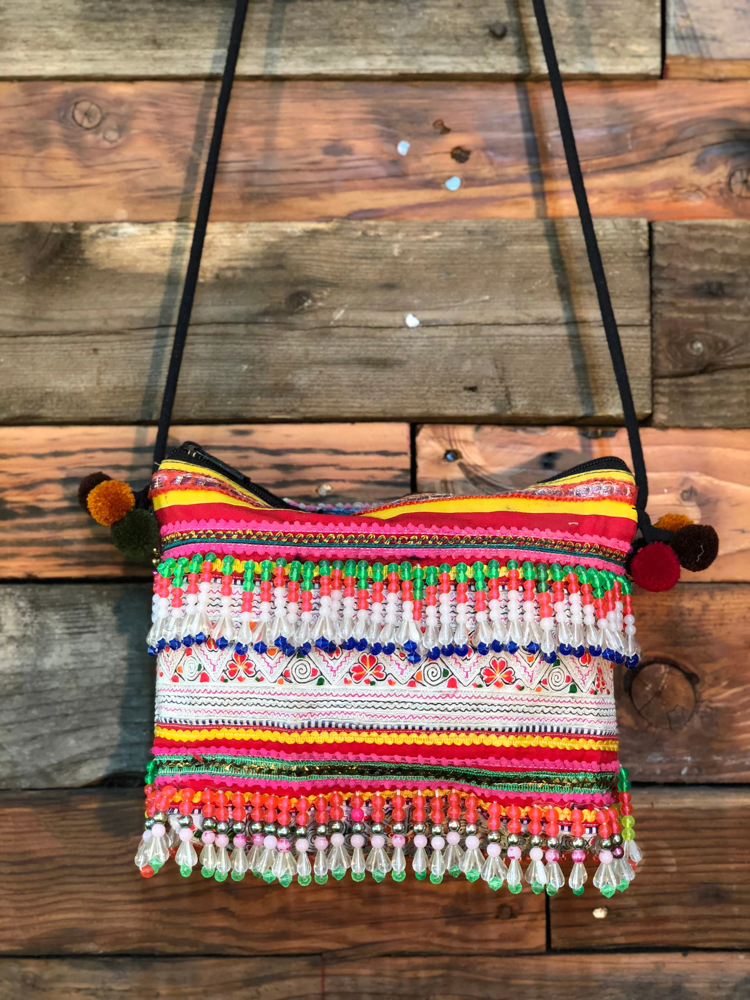 Hill Tribe Clutch-long coloured beads