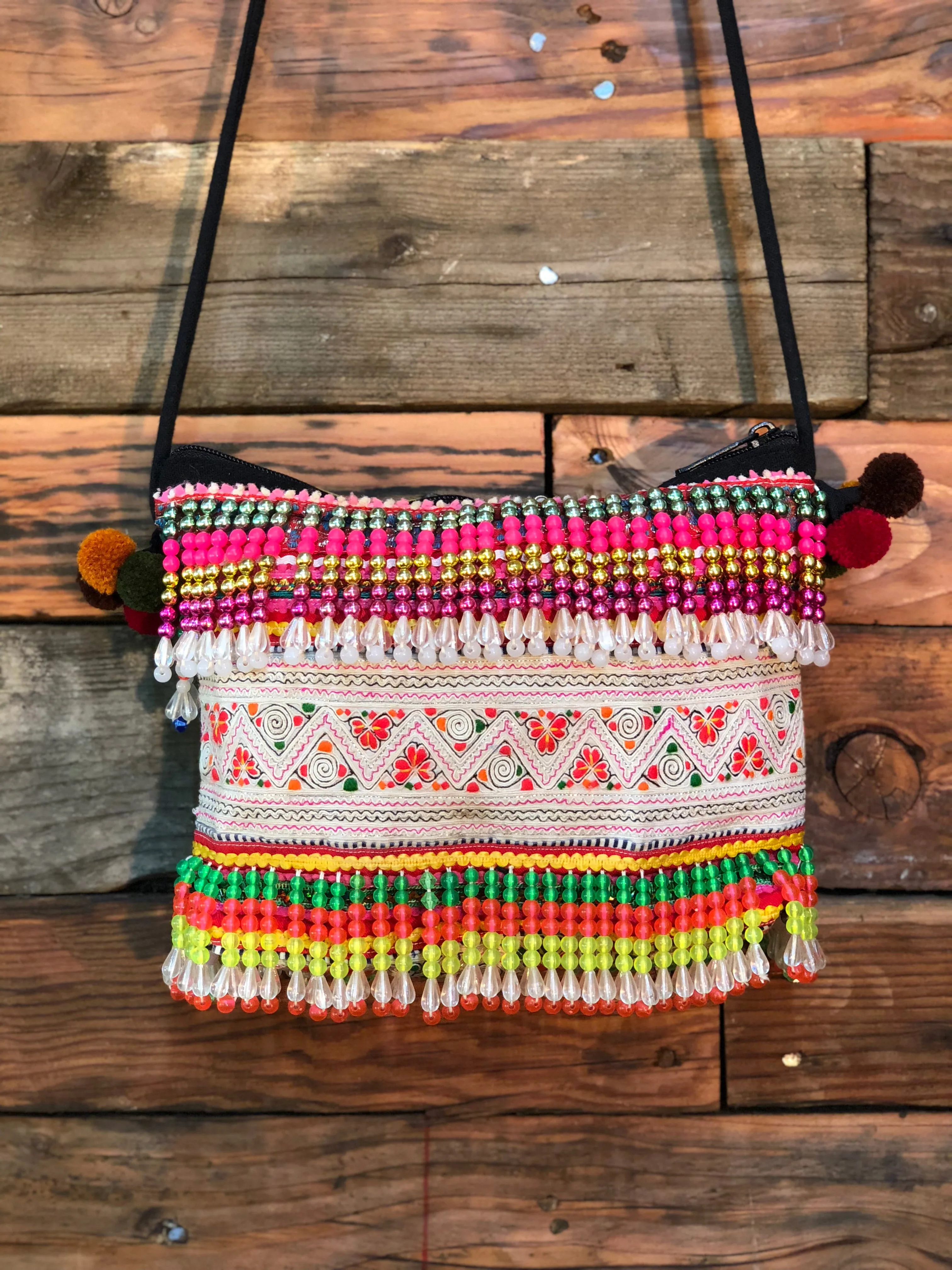 Hill Tribe Clutch-long coloured beads