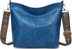Hobo Bag for Women Crossbody Handbags Large Designer Ladies Bucket Purse PU Leather Shoulder Bags with Wide Shoulder Strap