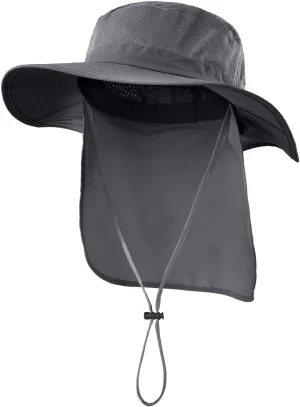 Home Prefer Outdoor UPF50  Mesh Sun Hat Wide Brim Fishing Hat with Neck Flap Sun Hat for Men Women