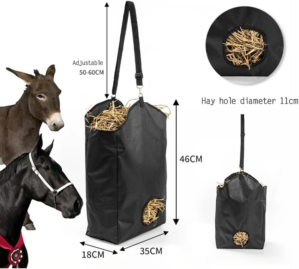 Horse Feed Bag, Mesh Slow Feeding Grain Hay Bag - Collapsible Ripstop Storage Bag Adjustable, for Pasture Trailers Training Horses (Purple,46 * 18 * 35CM)