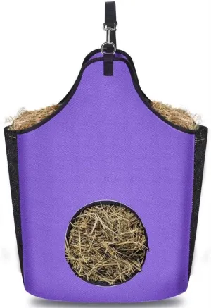 Horse Feed Bag, Mesh Slow Feeding Grain Hay Bag - Collapsible Ripstop Storage Bag Adjustable, for Pasture Trailers Training Horses (Purple,46 * 18 * 35CM)