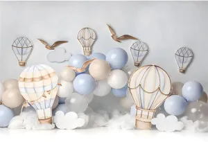Hot Air Balloons Backdrop 7x5ft World Trip Birthday Party Decoration Adventure Baby Shower Photography Background Balloons Photos Boys Girls Birthday Pictures Backdrop Newborn Photography