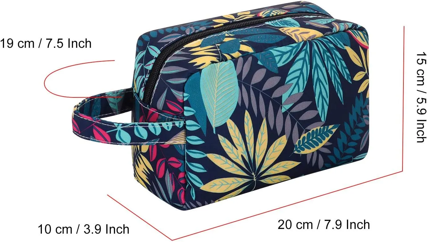HUA ANEGL Floral Cosmetic Bag - Travel Toiletry Cosmetic Bags for Women Zipper Makeup Pouch Purse Cosmetic Bag Organizer Case